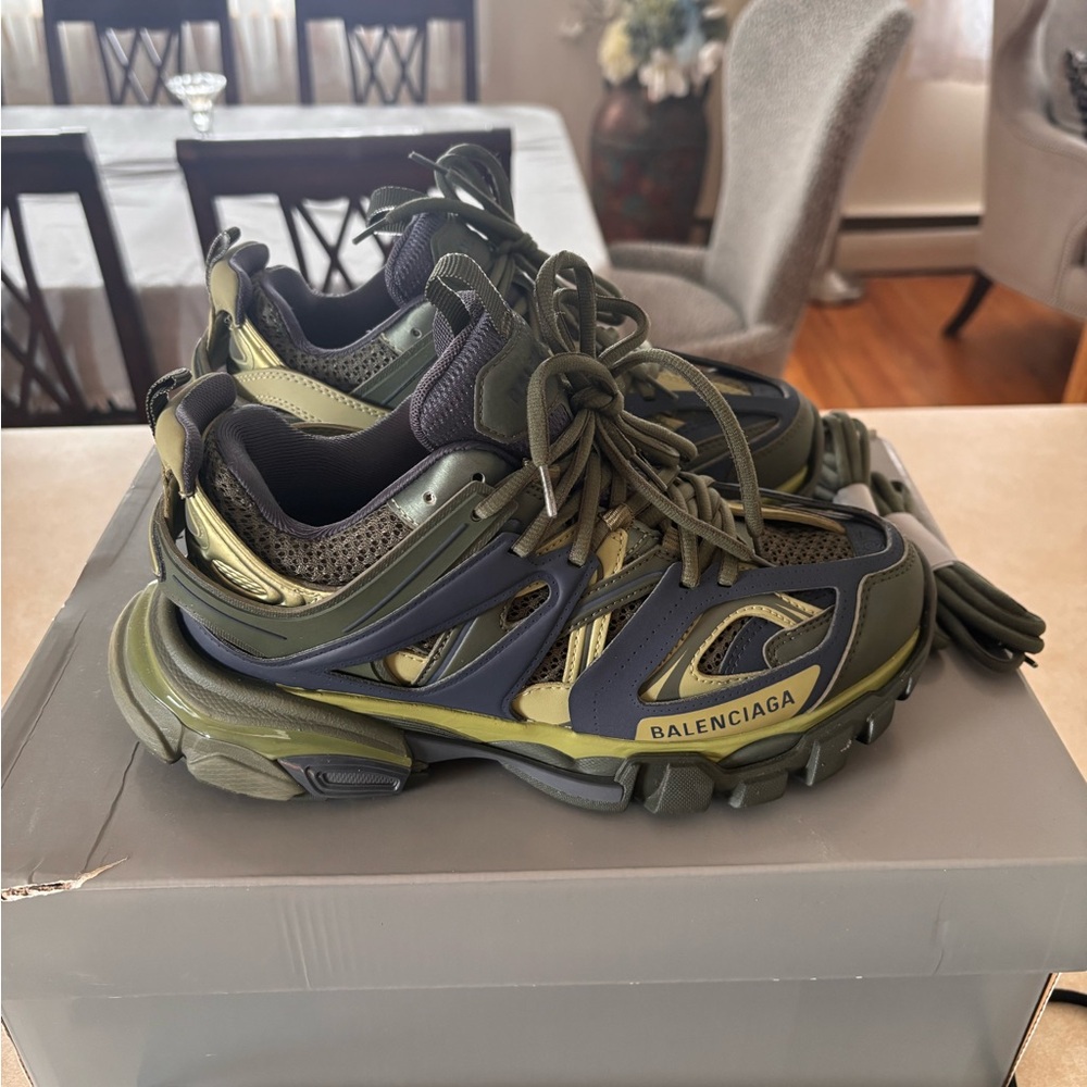 Balenciaga Olive and Black Track Sneakers - Picture 3 of 5